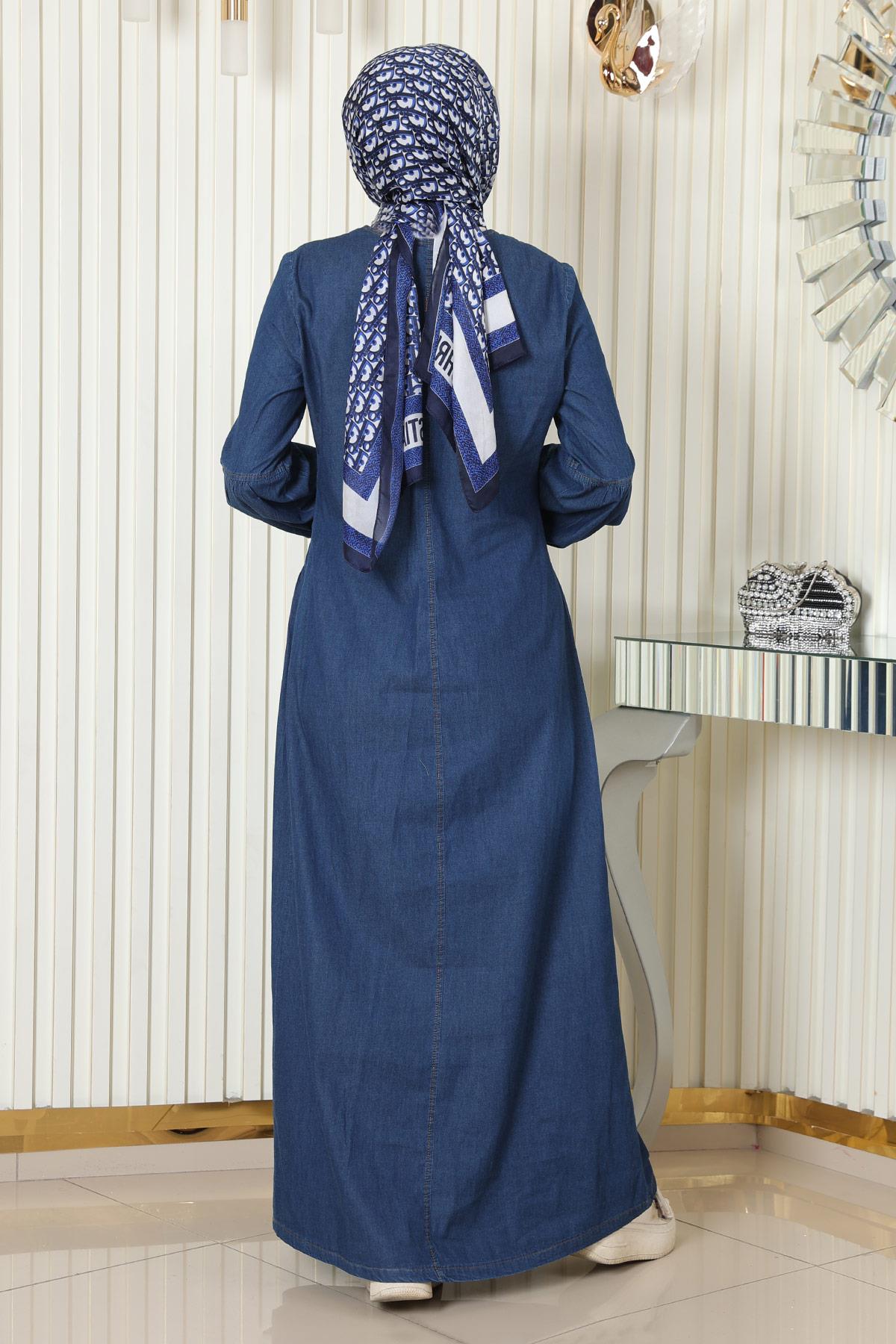 Reißverschluss-Detail Denim-Kleid