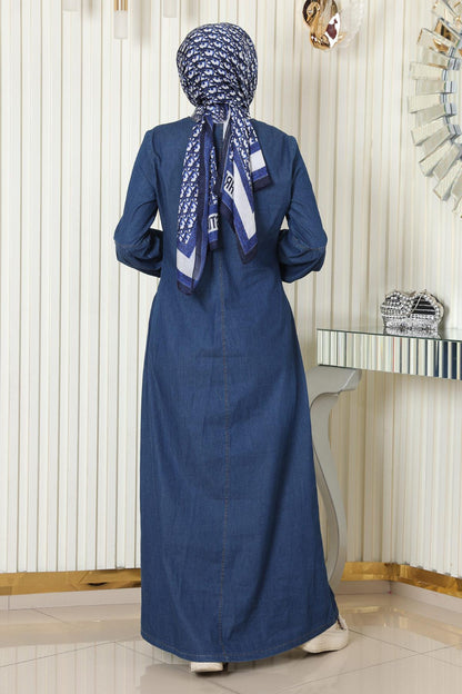 Reißverschluss-Detail Denim-Kleid