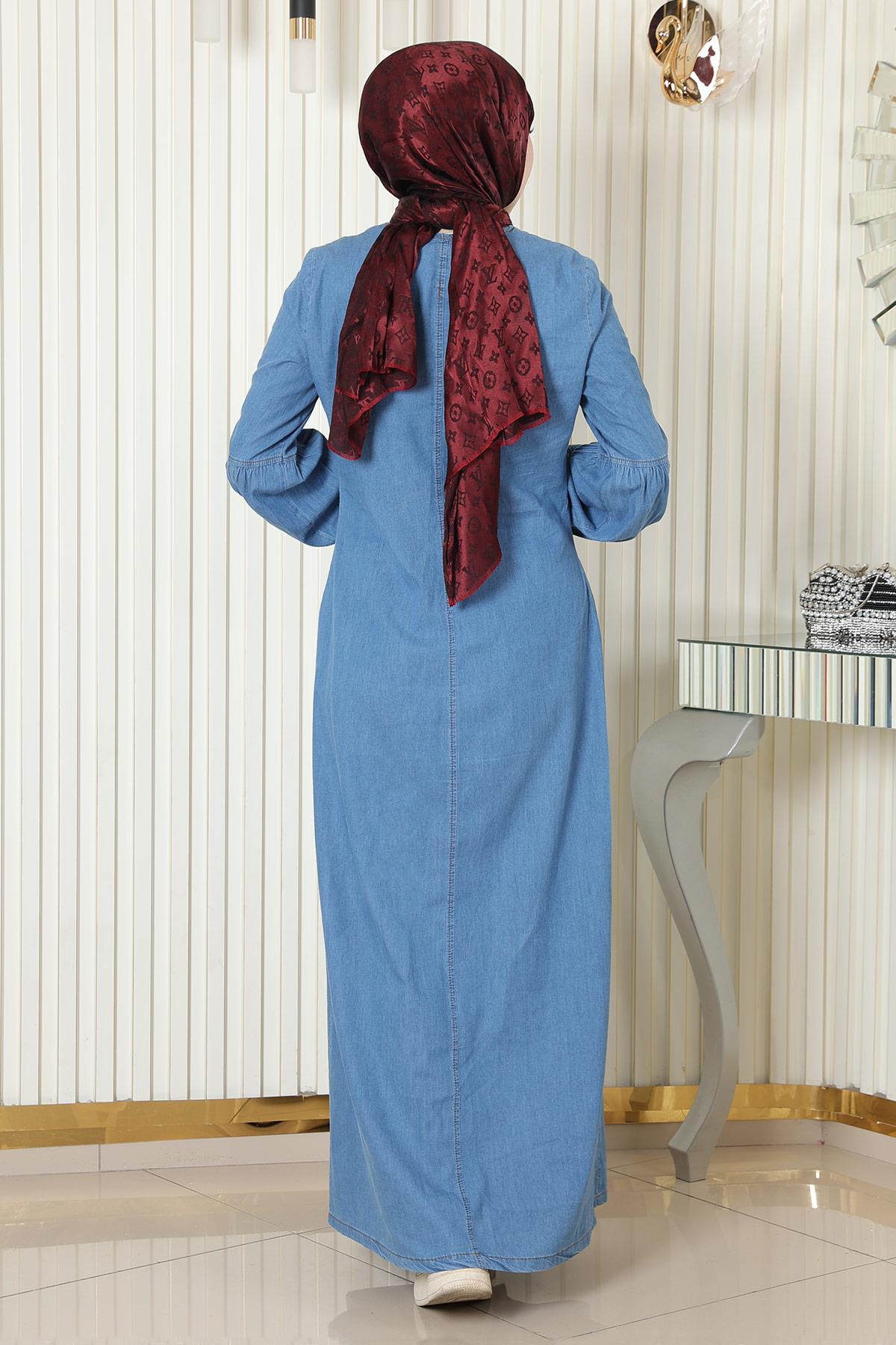 Reißverschluss-Detail Denim-Kleid