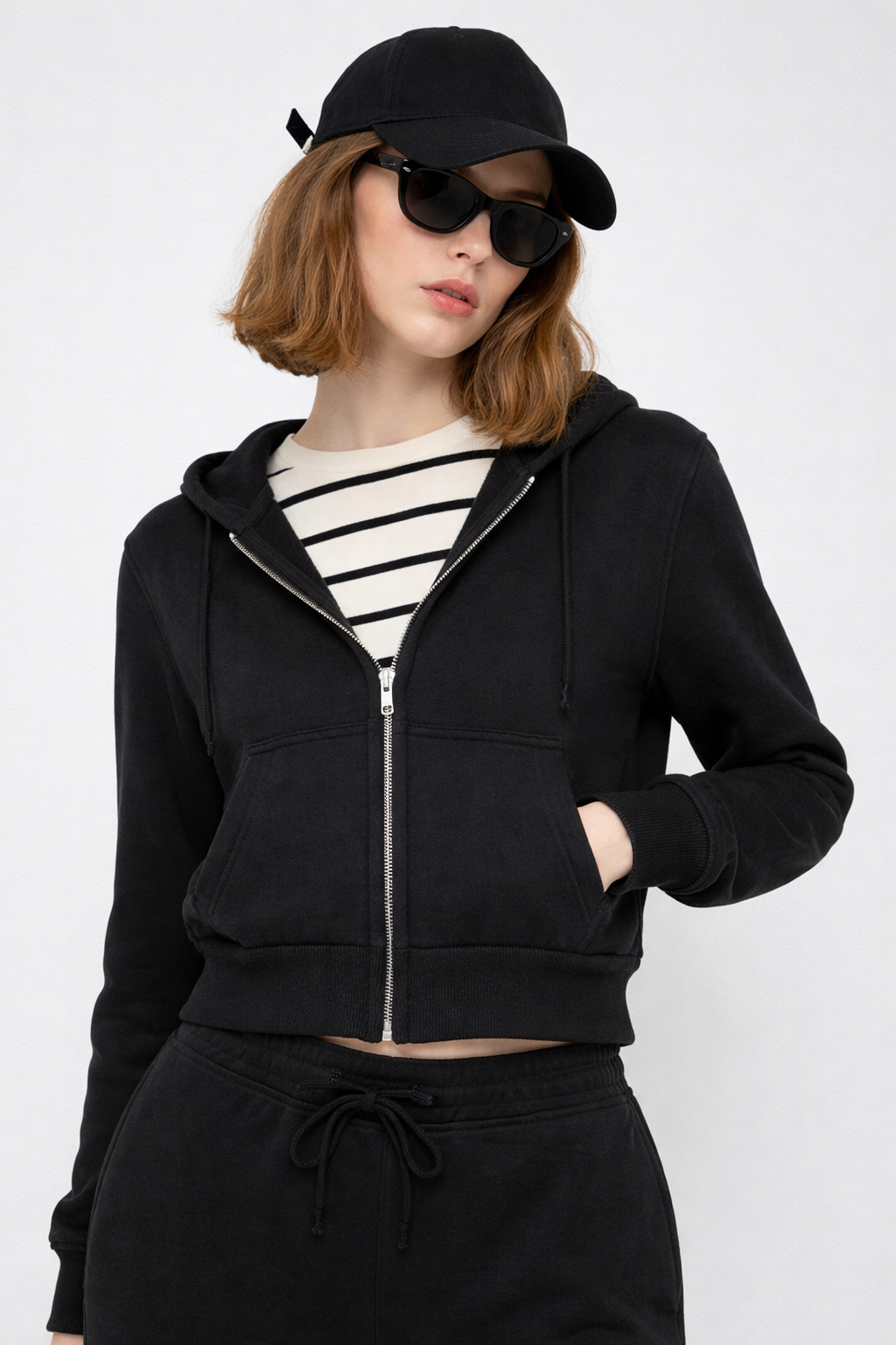 Crop-Sweatshirt mit Reißverschluss