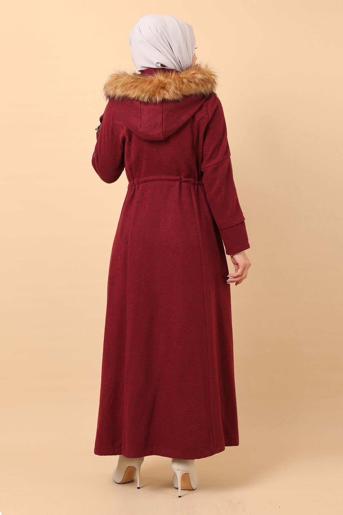 Reißverschluss Leder Detail Wollmantel Anthrazit 12264