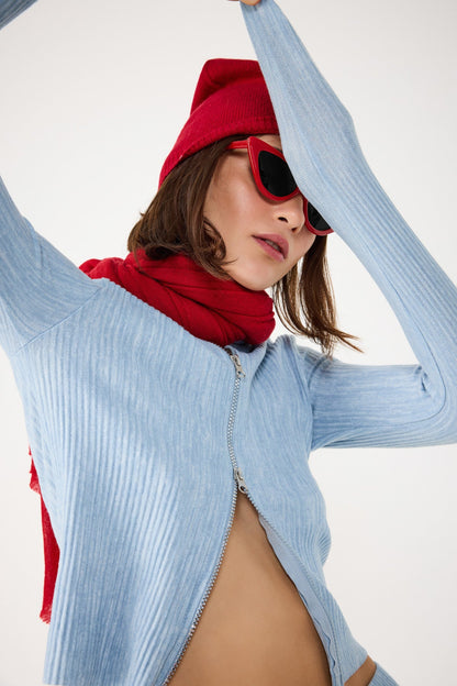 Kapuzenstrickjacke mit Reißverschluss