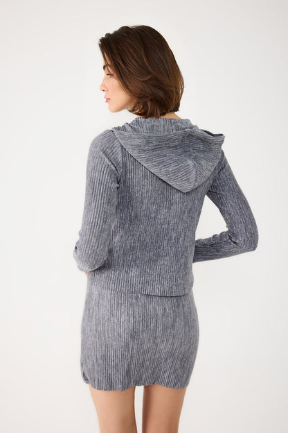 Kapuzenstrickjacke mit Reißverschluss
