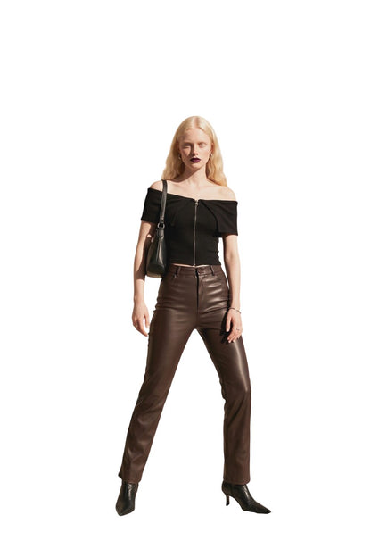 Abnehmbare Schulterkurzarm-Crop-Top