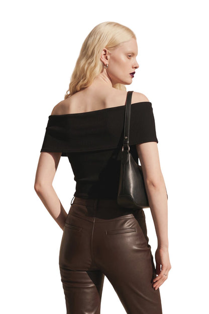 Abnehmbare Schulterkurzarm-Crop-Top