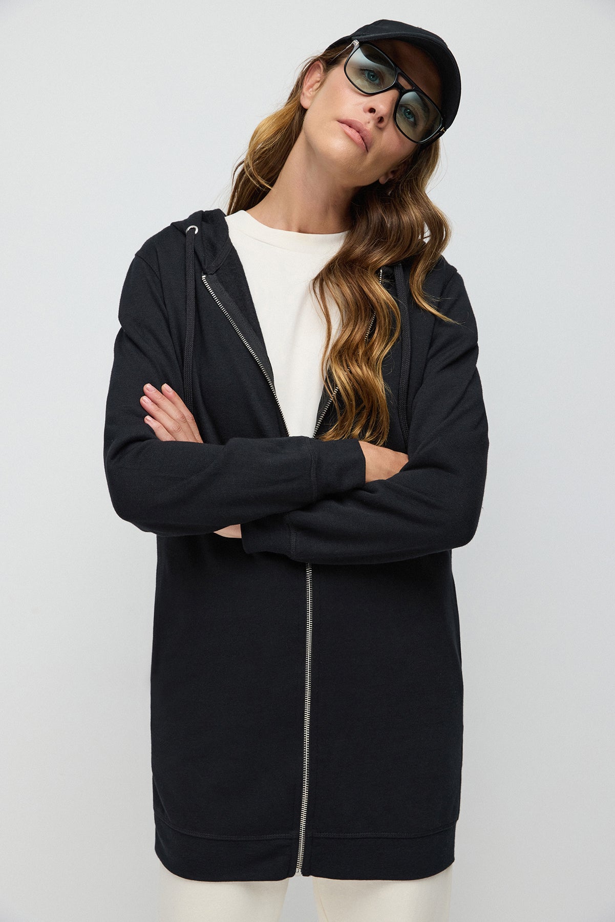Langes Sweatshirt mit Reißverschluss