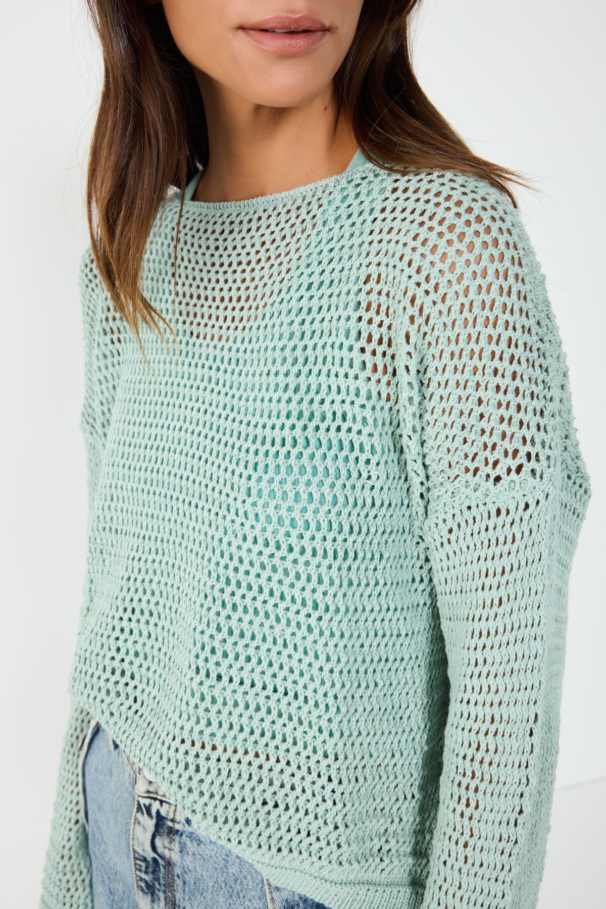 Strickpullover mit Mesh-Textur und lockerer Passform