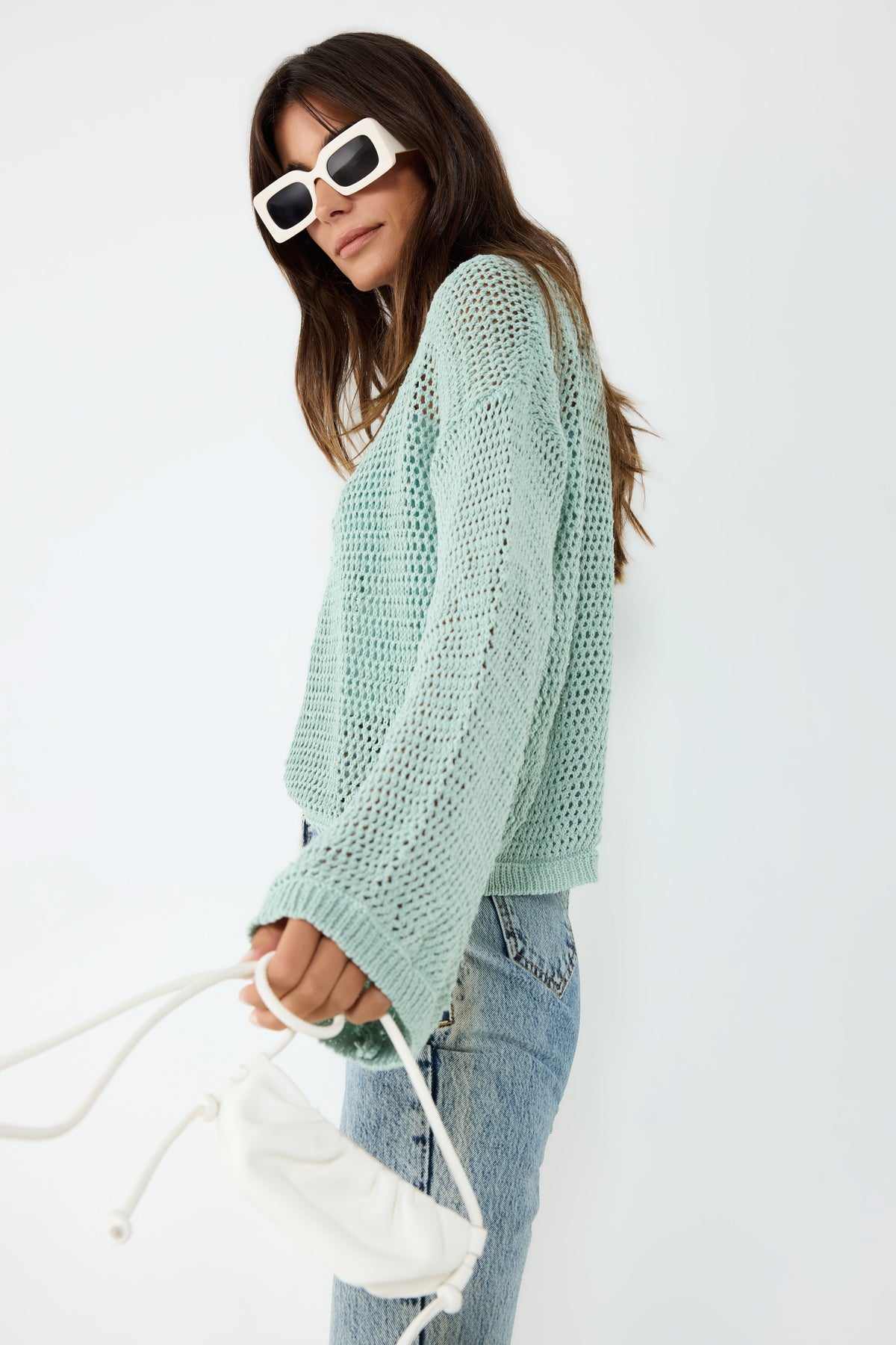 Strickpullover mit Mesh-Textur und lockerer Passform