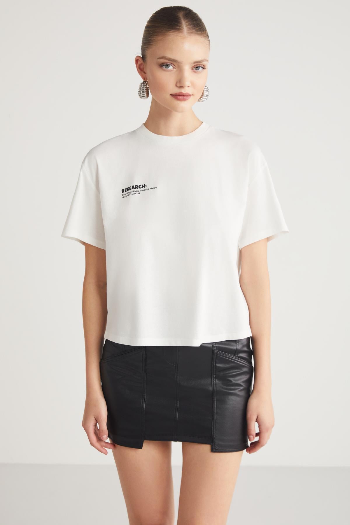 GRIMELANGE FINA Regular Fit T-Shirt Ecru