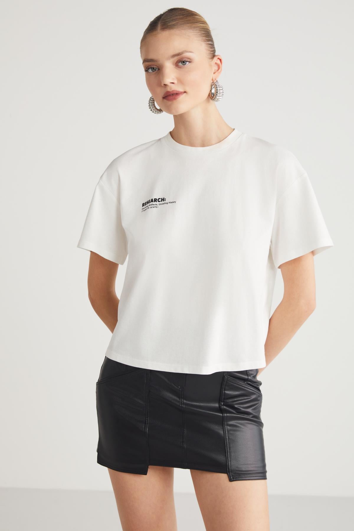 GRIMELANGE FINA Regular Fit T-Shirt Ecru