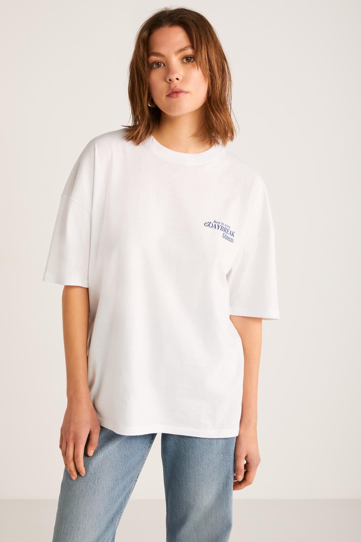 GRIMELANGE FINOLA Damen Oversized Baumwoll-Shirt Weiß