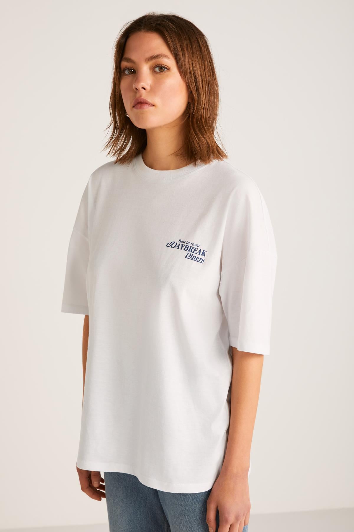 GRIMELANGE FINOLA Damen Oversized Baumwoll-Shirt Weiß