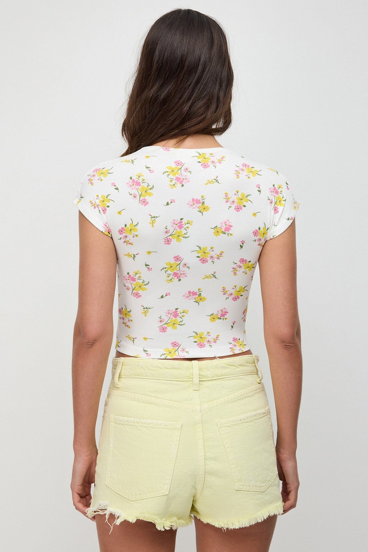 Kurzärmelige Basic-Crop-Bluse