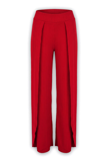 Weite Wickelhose mit Rippstruktur
