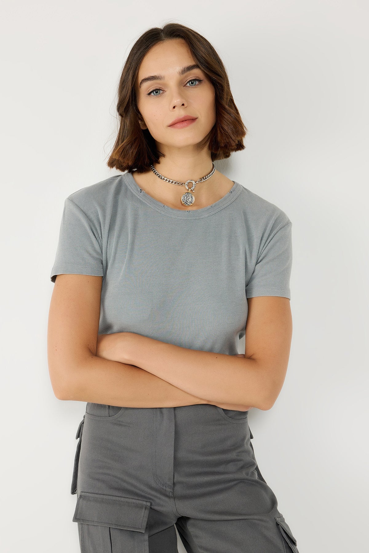 Kurzärmeliges Crop-T-Shirt