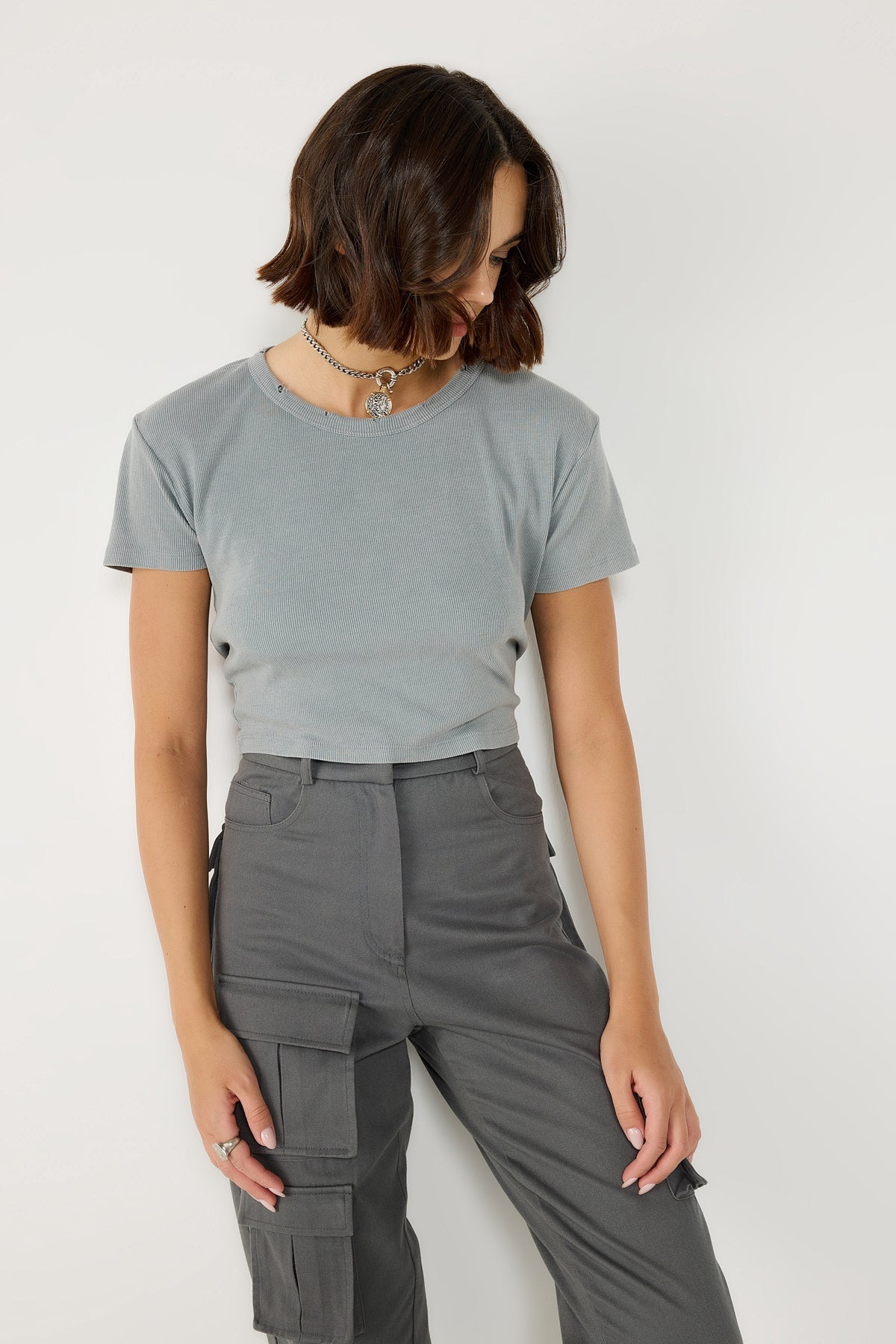 Kurzärmeliges Crop-T-Shirt