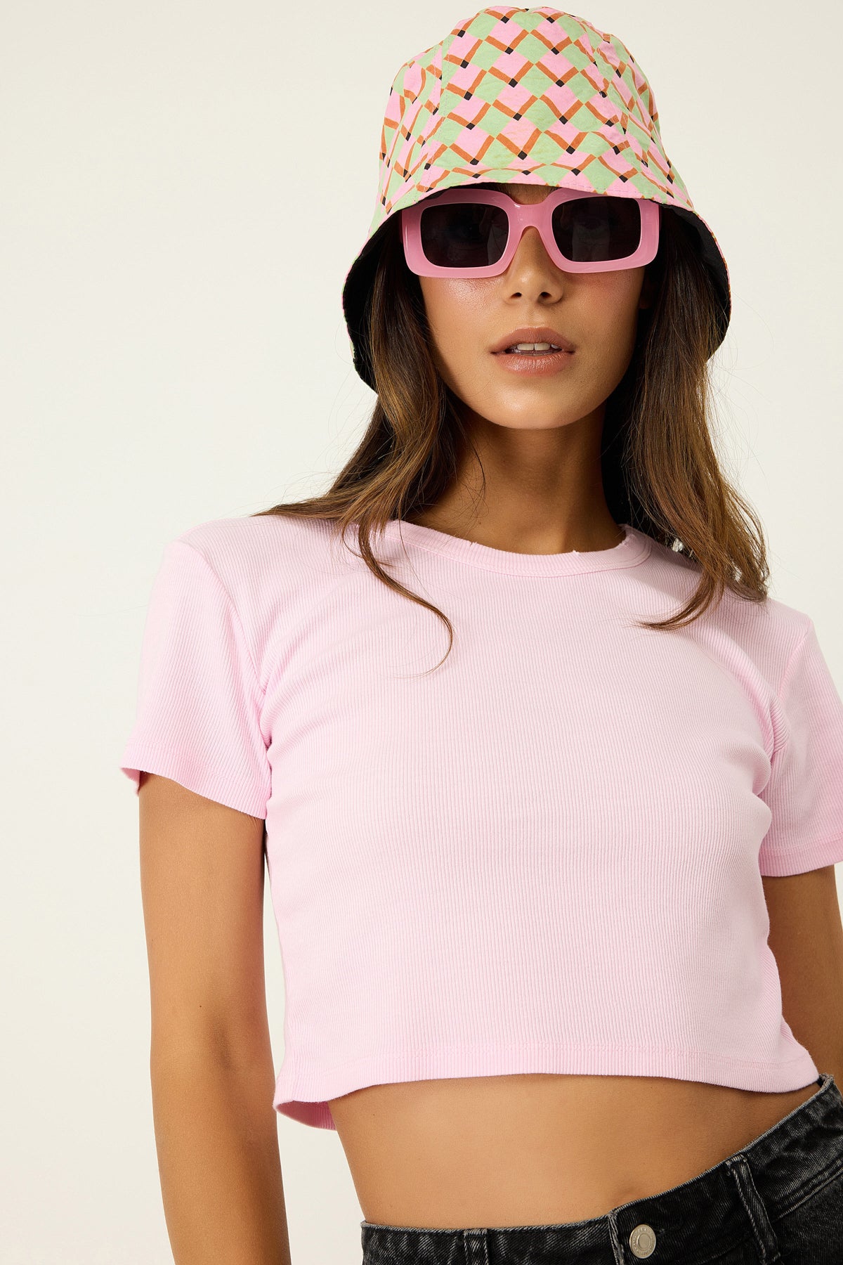 Kurzärmeliges Crop-T-Shirt