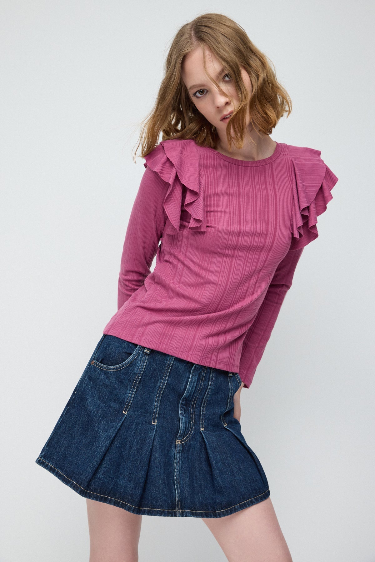 Bluse mit Rüschenärmeln