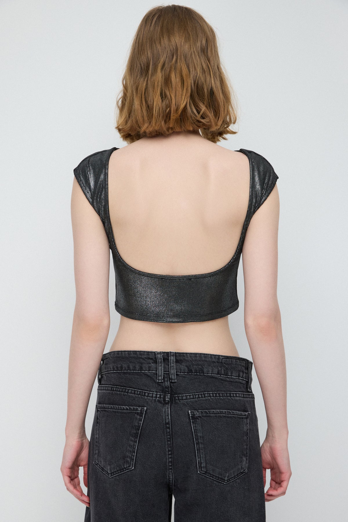 Kurzärmelige Crop-Bluse