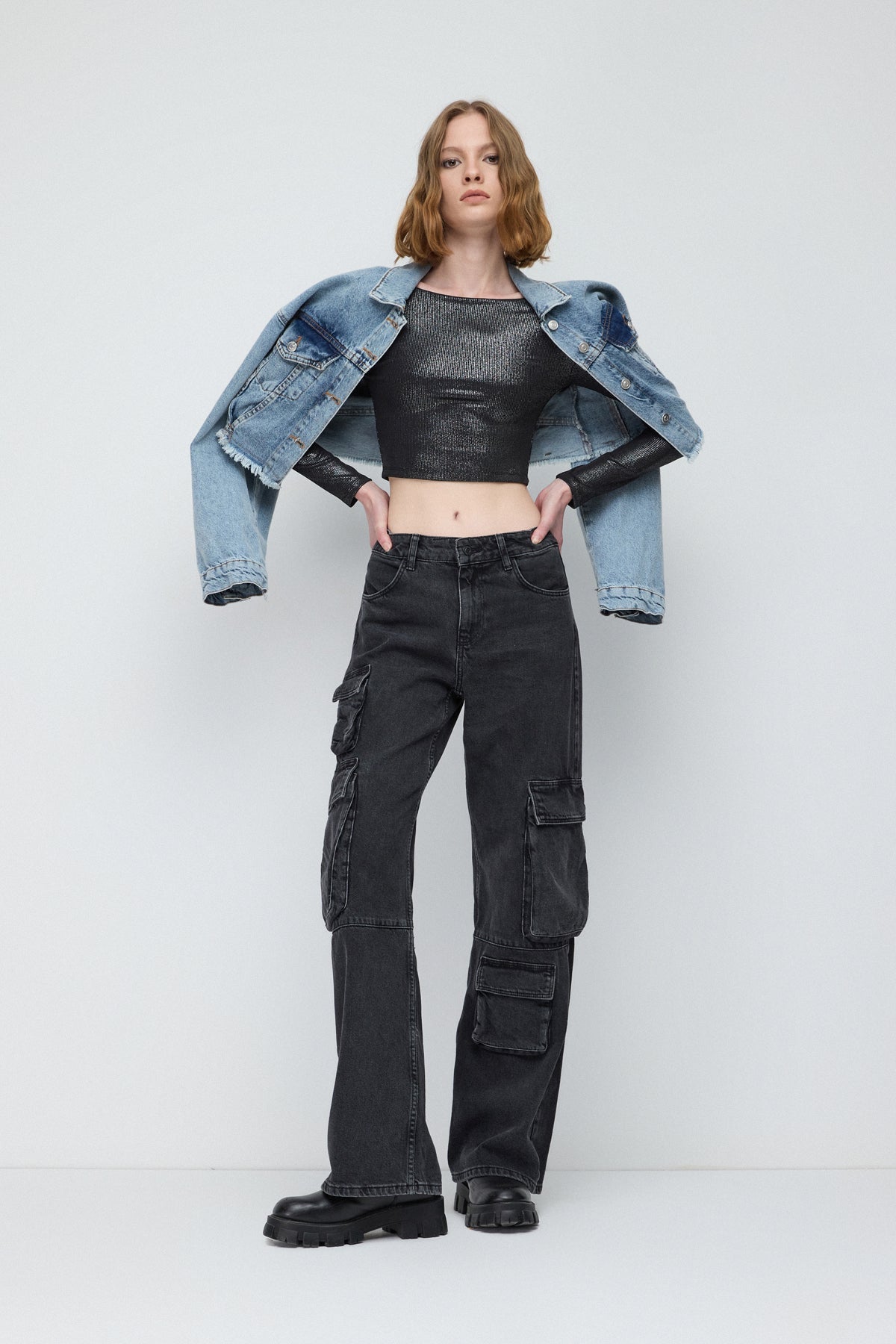 Langärmelige Crop-Bluse