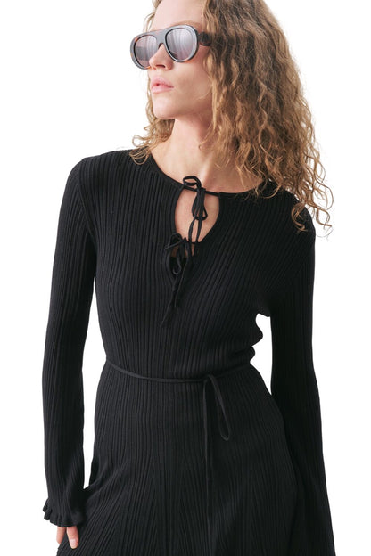 FLIP-FLOP-TUNIC AUS GUMMISTRICK, SCHWARZ