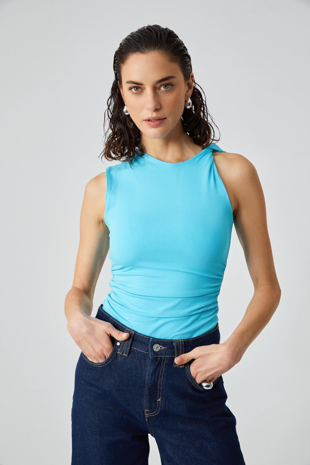 FLORIANNA Damen Drapierte Bluse