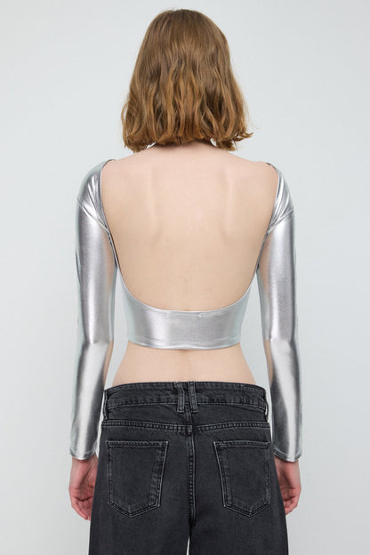 Langärmelige Crop-Bluse