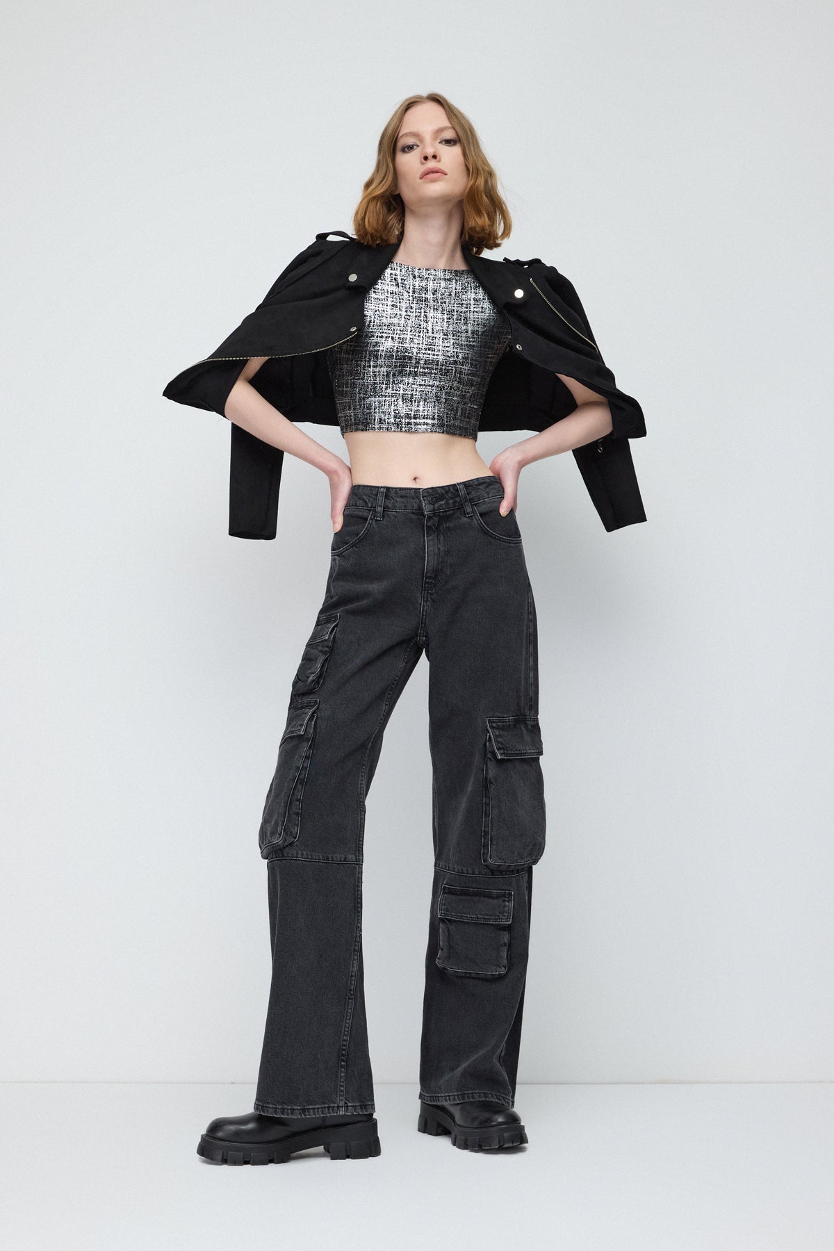Kurzärmelige Crop-Bluse