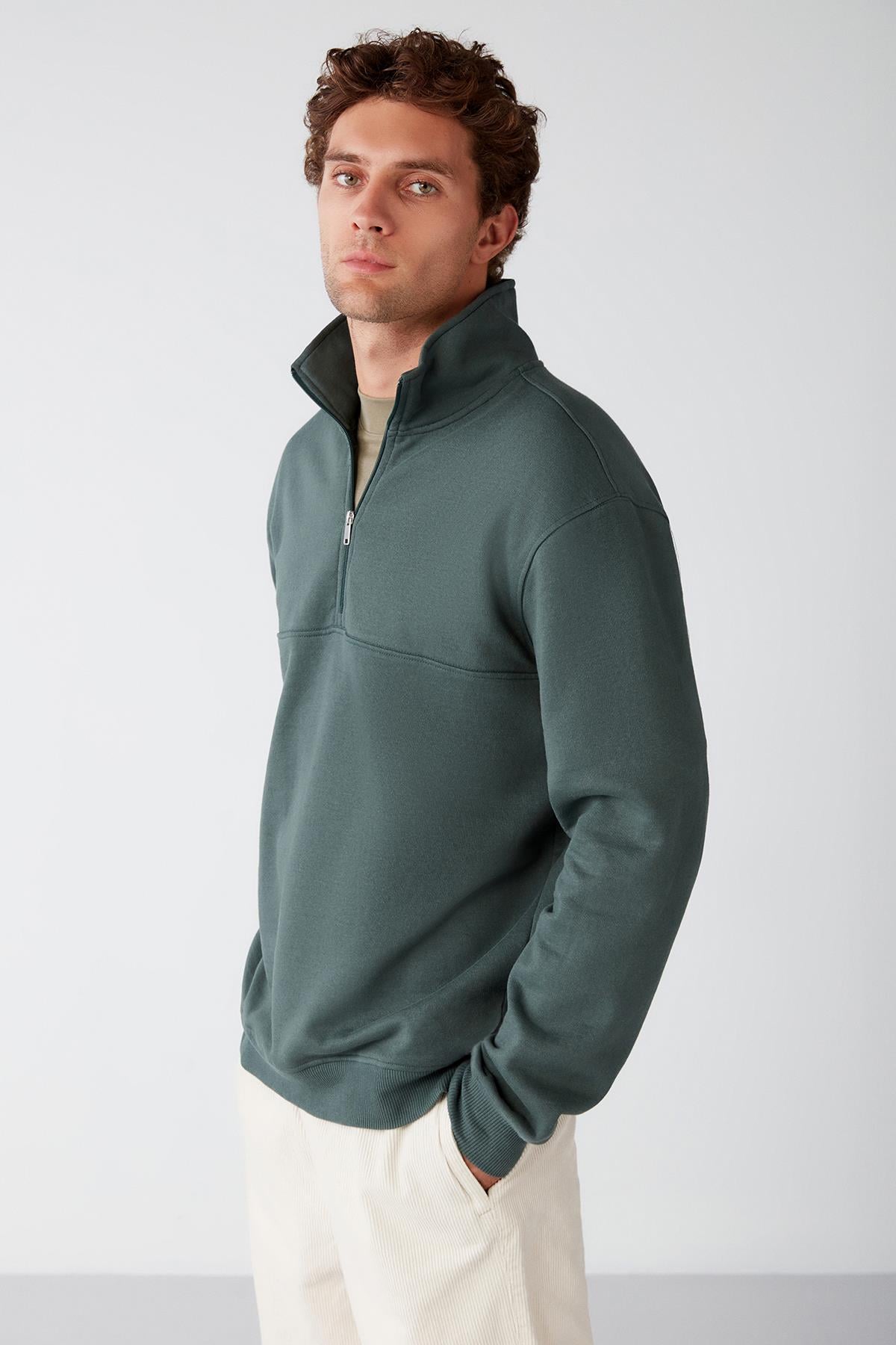 FRAME Herren Fleece Sweatshirt Halbzip