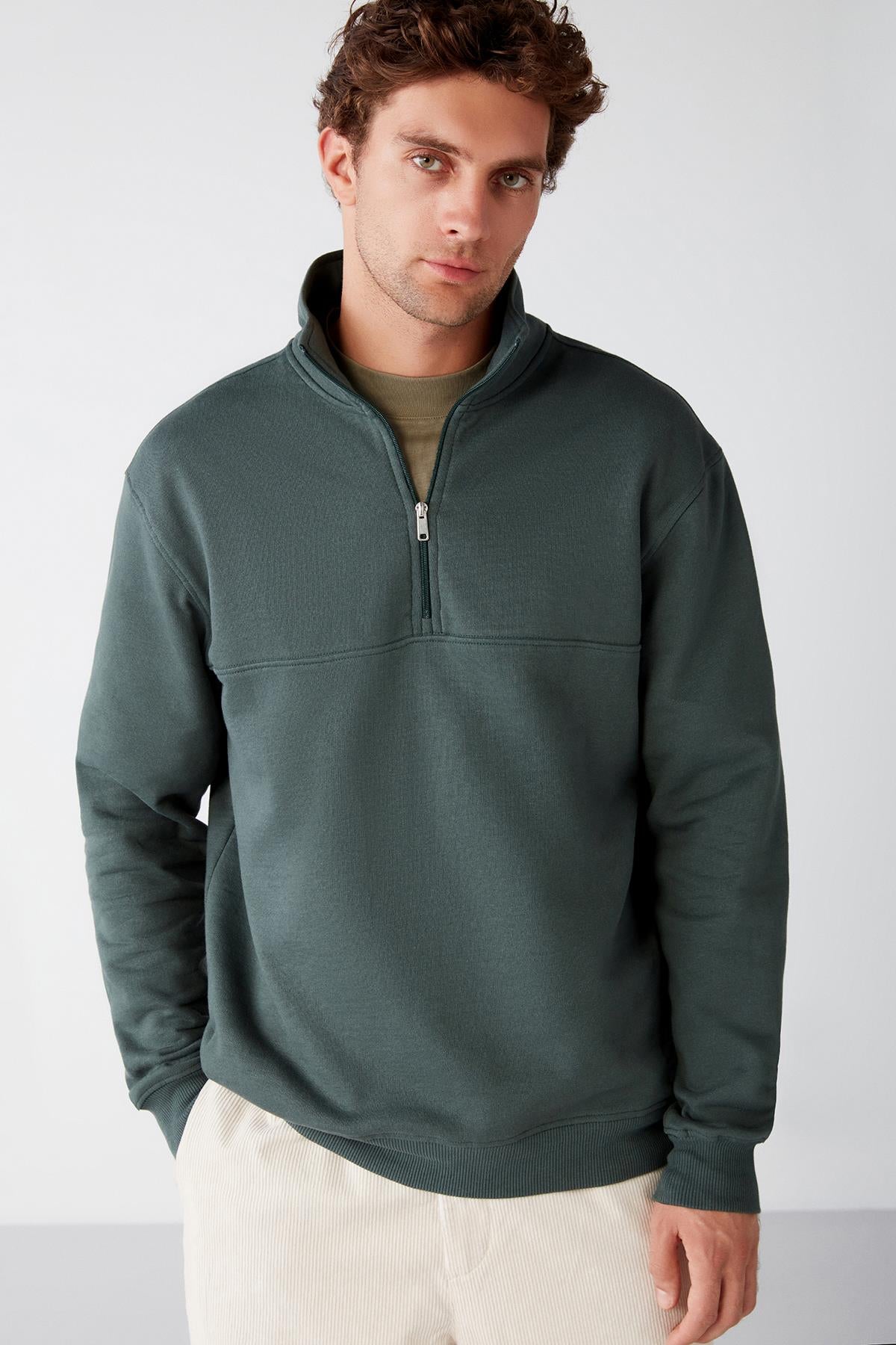 FRAME Herren Fleece Sweatshirt Halbzip