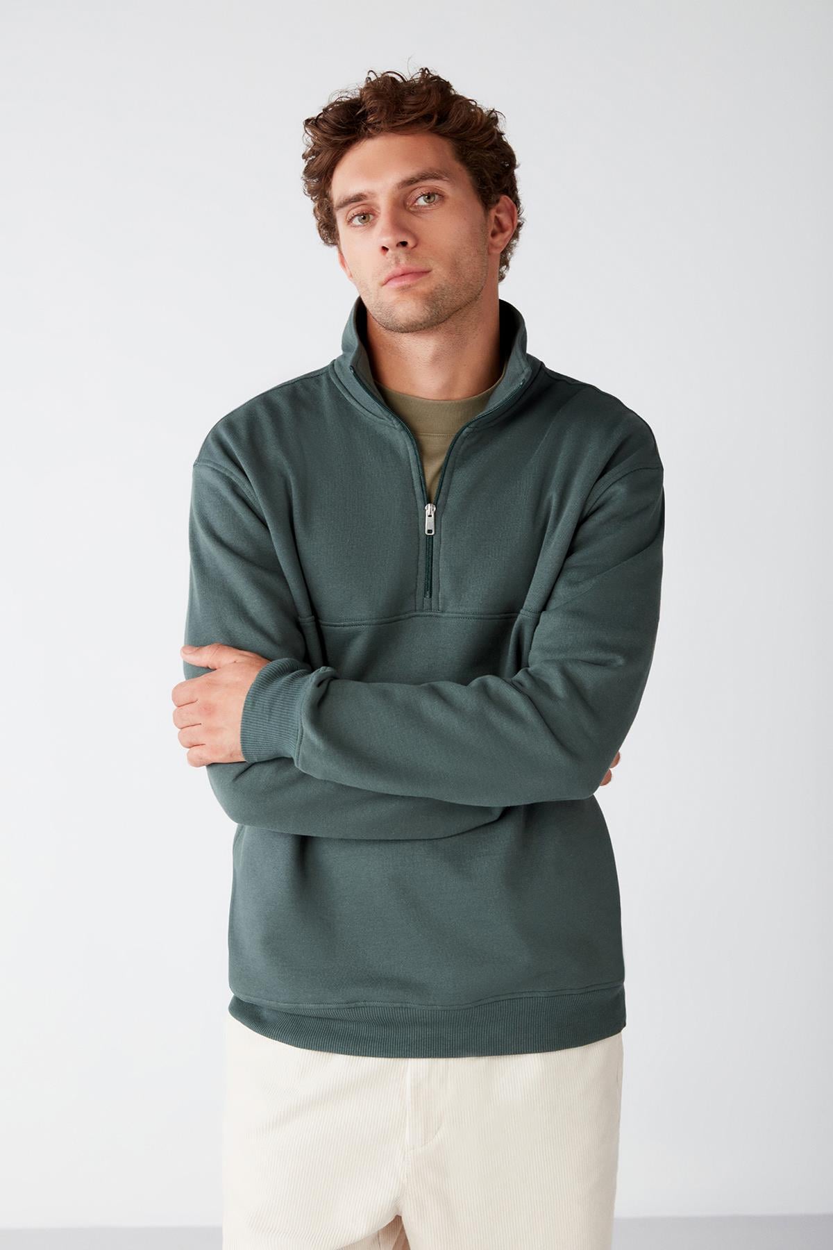 FRAME Herren Fleece Sweatshirt Halbzip
