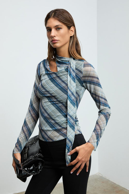 FRECS Damen Ballerina-Ausschnitt Bluse