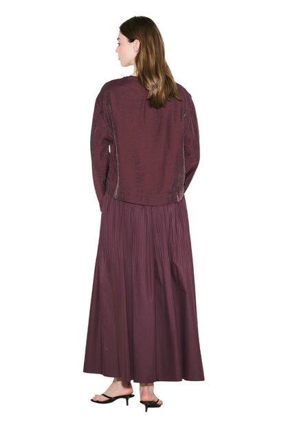 SCHWARZ, STOFFBLUSE MIT WEITÄRMELN.