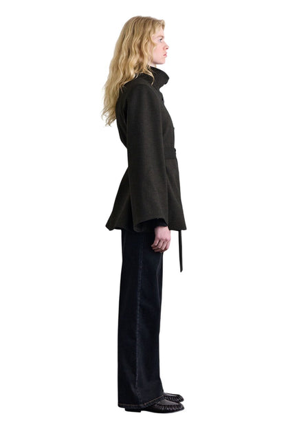 Weitärmelige, gegürtete Jacke, Khaki