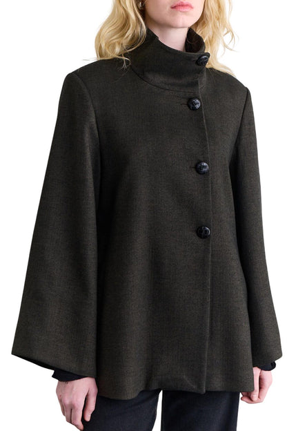 Weitärmelige, gegürtete Jacke, Khaki