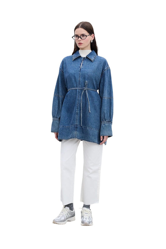 Jeanshemd mit breiten Umschlägen, schwarz