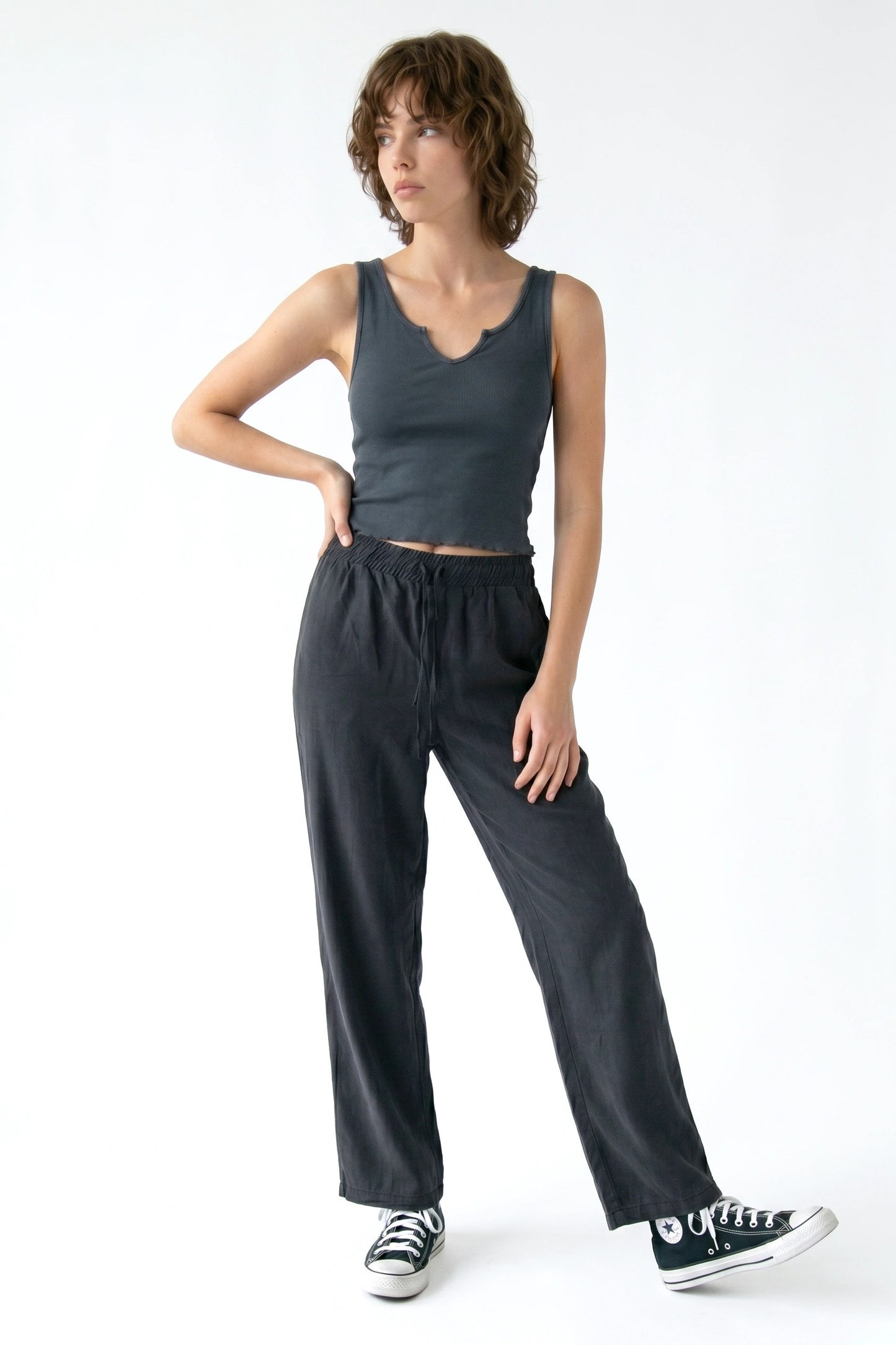 Weite Hosen mit weitem Bein