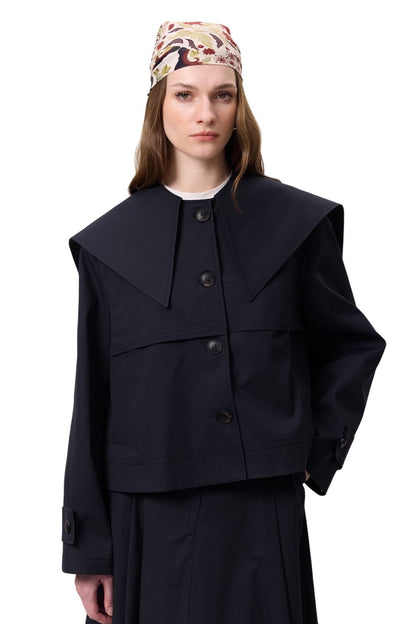 Gabardine-Jacke mit breitem Kragen, braun