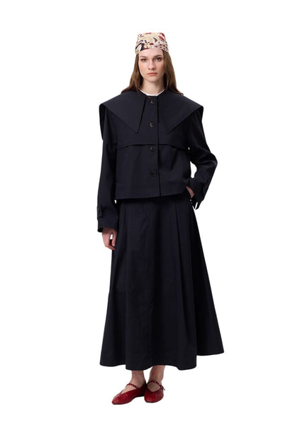 Gabardine-Jacke mit breitem Kragen, braun