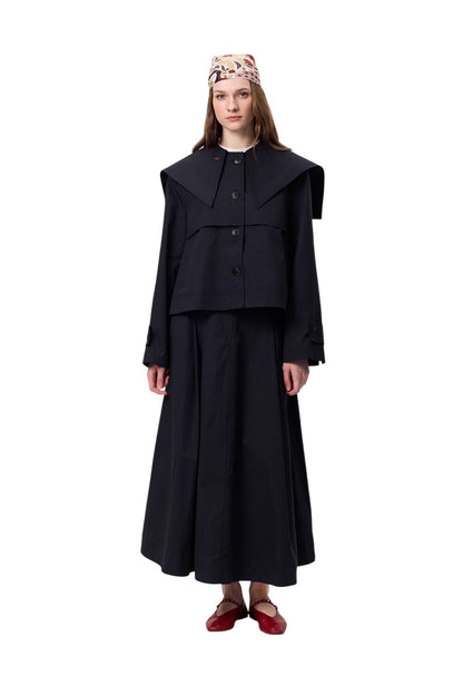 Gabardine-Jacke mit breitem Kragen, braun