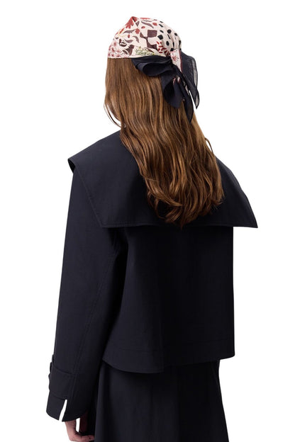 Gabardine-Jacke mit breitem Kragen, braun