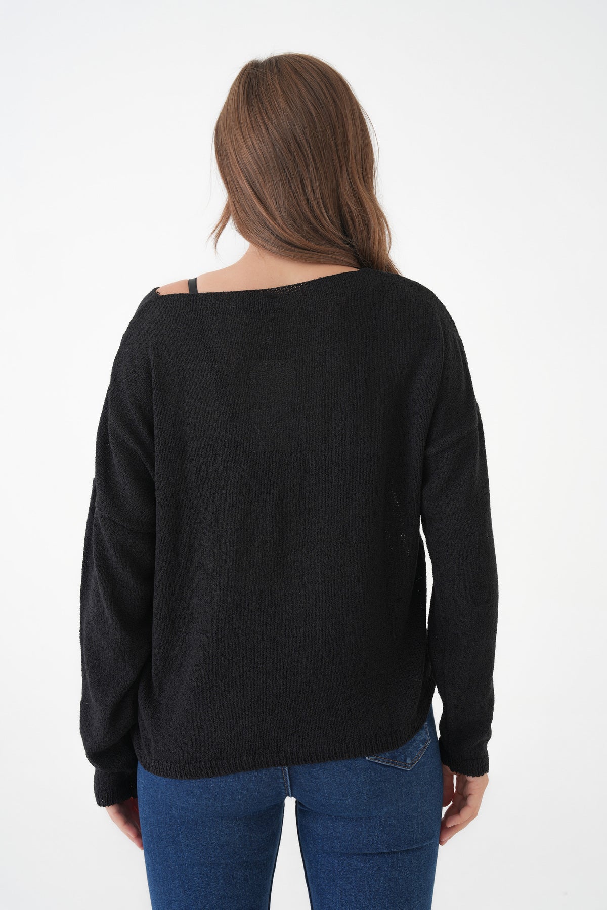 Oversize-Pullover mit breitem Kragen