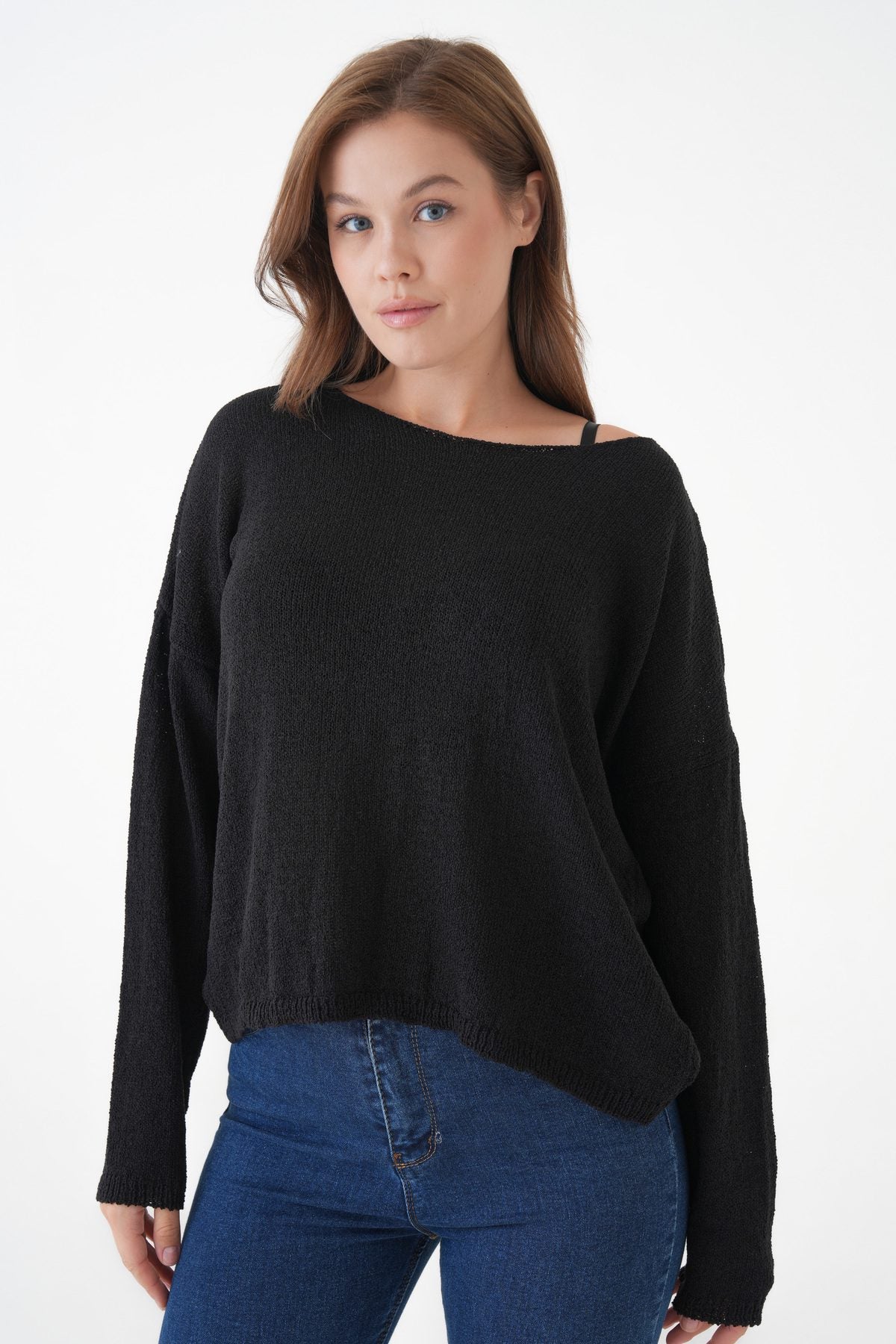 Oversize-Pullover mit breitem Kragen