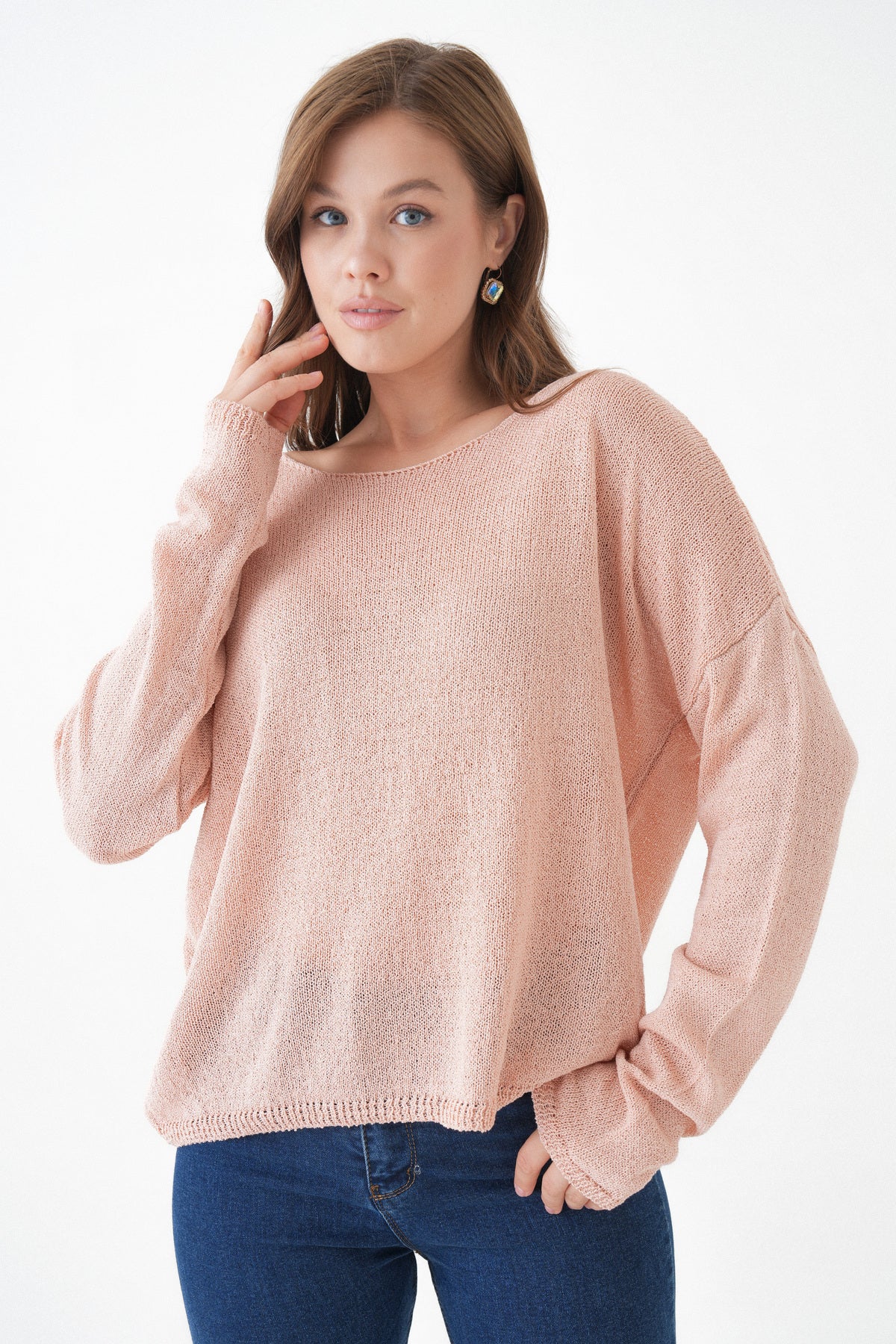 Oversize-Pullover mit breitem Kragen