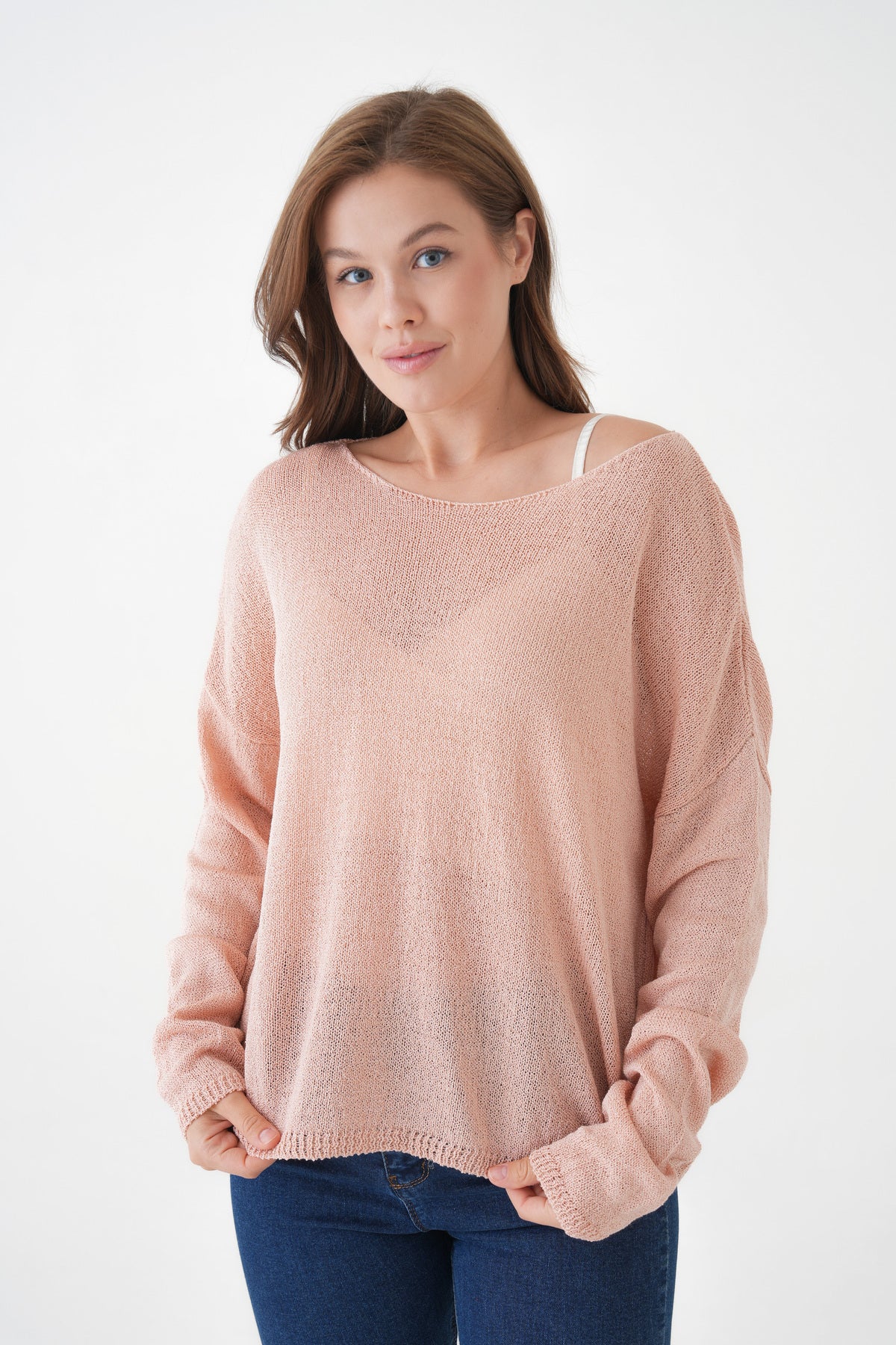 Oversize-Pullover mit breitem Kragen