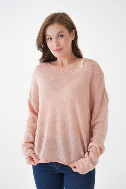 Oversize-Pullover mit breitem Kragen