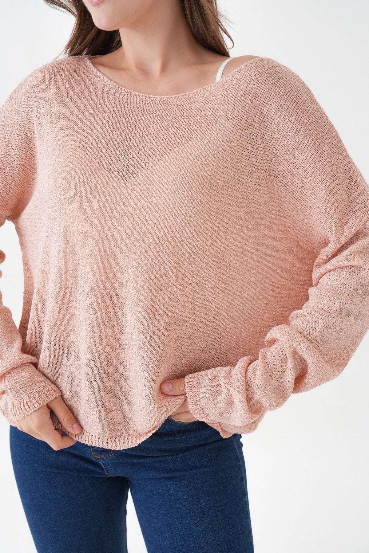 Oversize-Pullover mit breitem Kragen