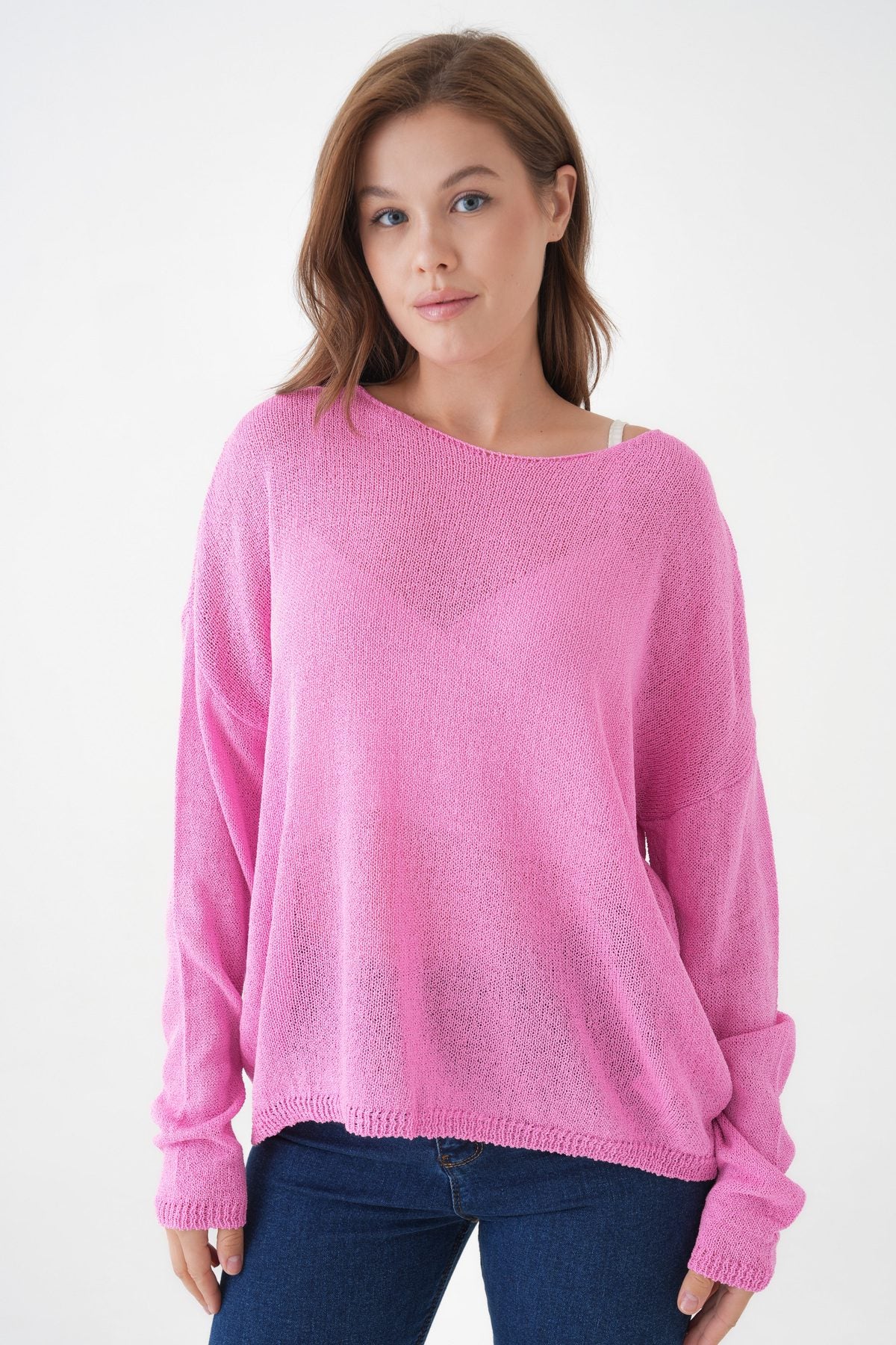 Oversize-Pullover mit breitem Kragen