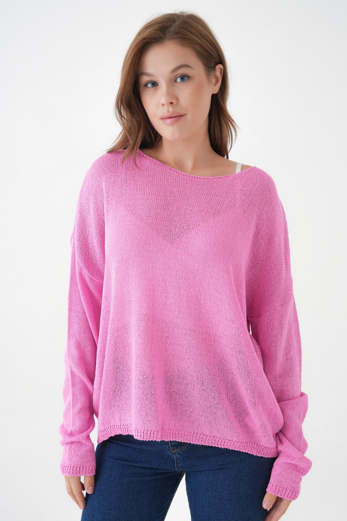 Oversize-Pullover mit breitem Kragen