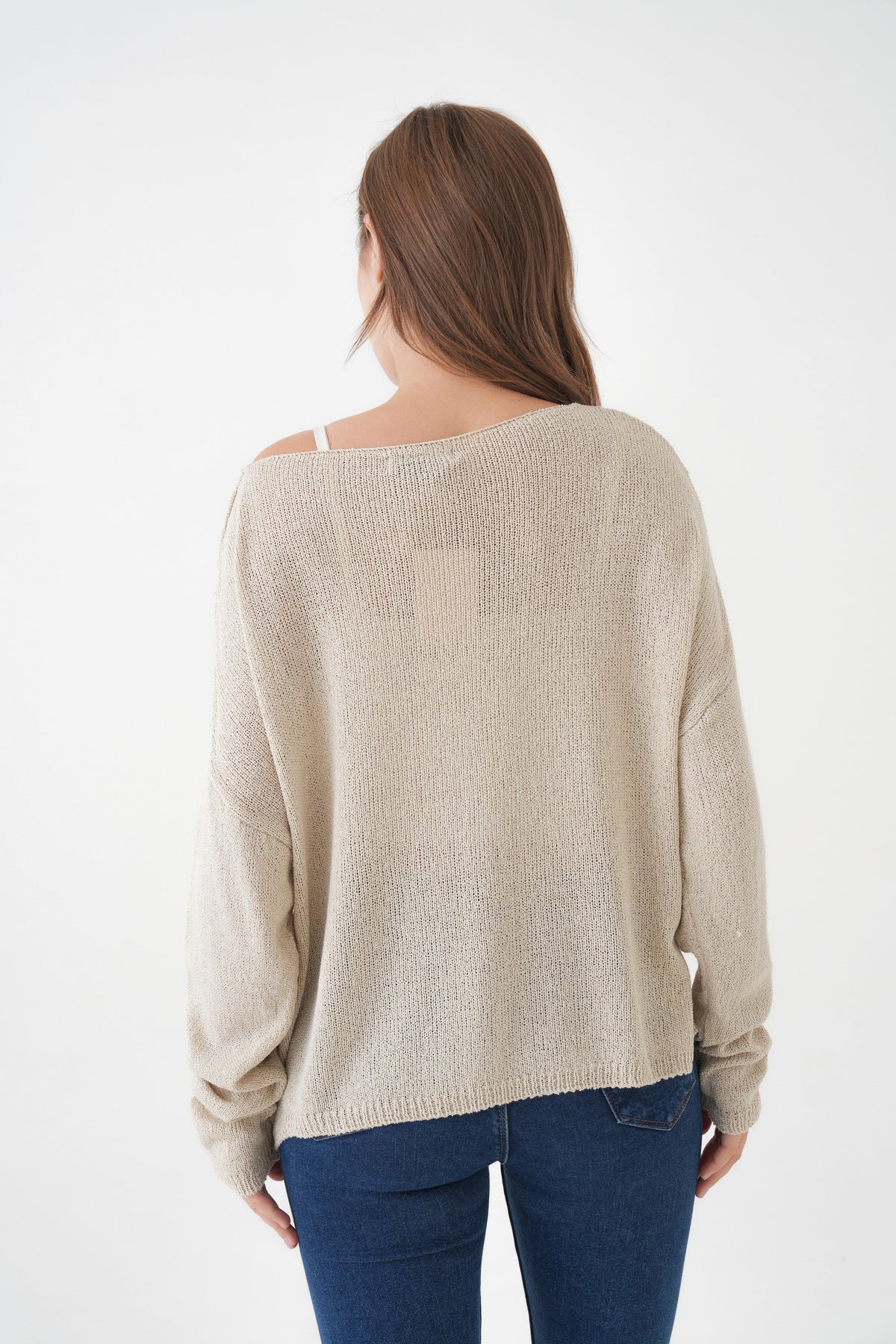 Oversize-Pullover mit breitem Kragen